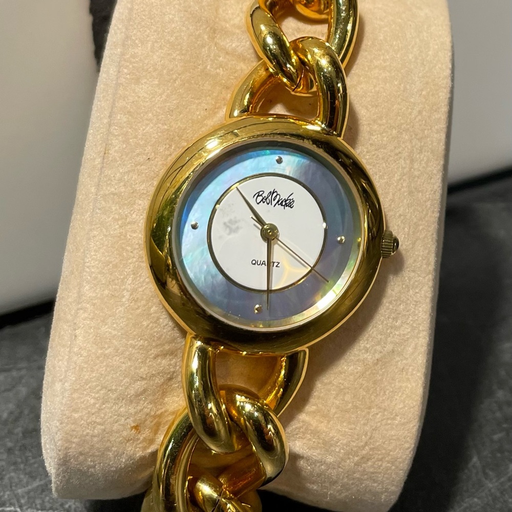 Ladies Bob Mackie Gold Tone Chain Watch- New Battery